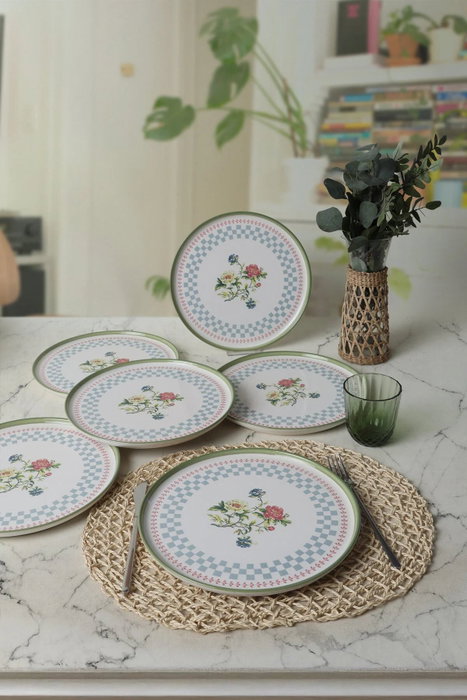 Hermia Juego de Platos de Servicio de Cerámica Blanca, 6 Piezas, 28 cm Hermia Juego de Platos de Servicio de Cerámica Blanca, 6 Piezas, 28 cm